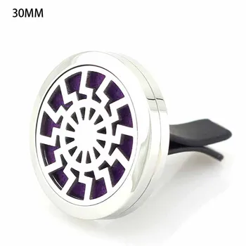 

30mm Stainless Steel Special Old Sun Design with Vent Aromatherapy/Essential Oil Diffuser Perfume Locket Clip for Car