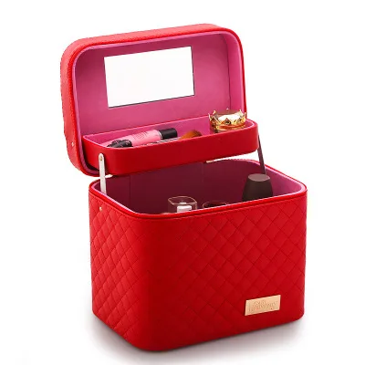 Для женщин большой Ёмкость органайзер для профессионального макияжа модные туалетные принадлежности и косметика сумка Многослойные коробка для хранения Портативный изысканный чемодан - Цвет: BredSJ