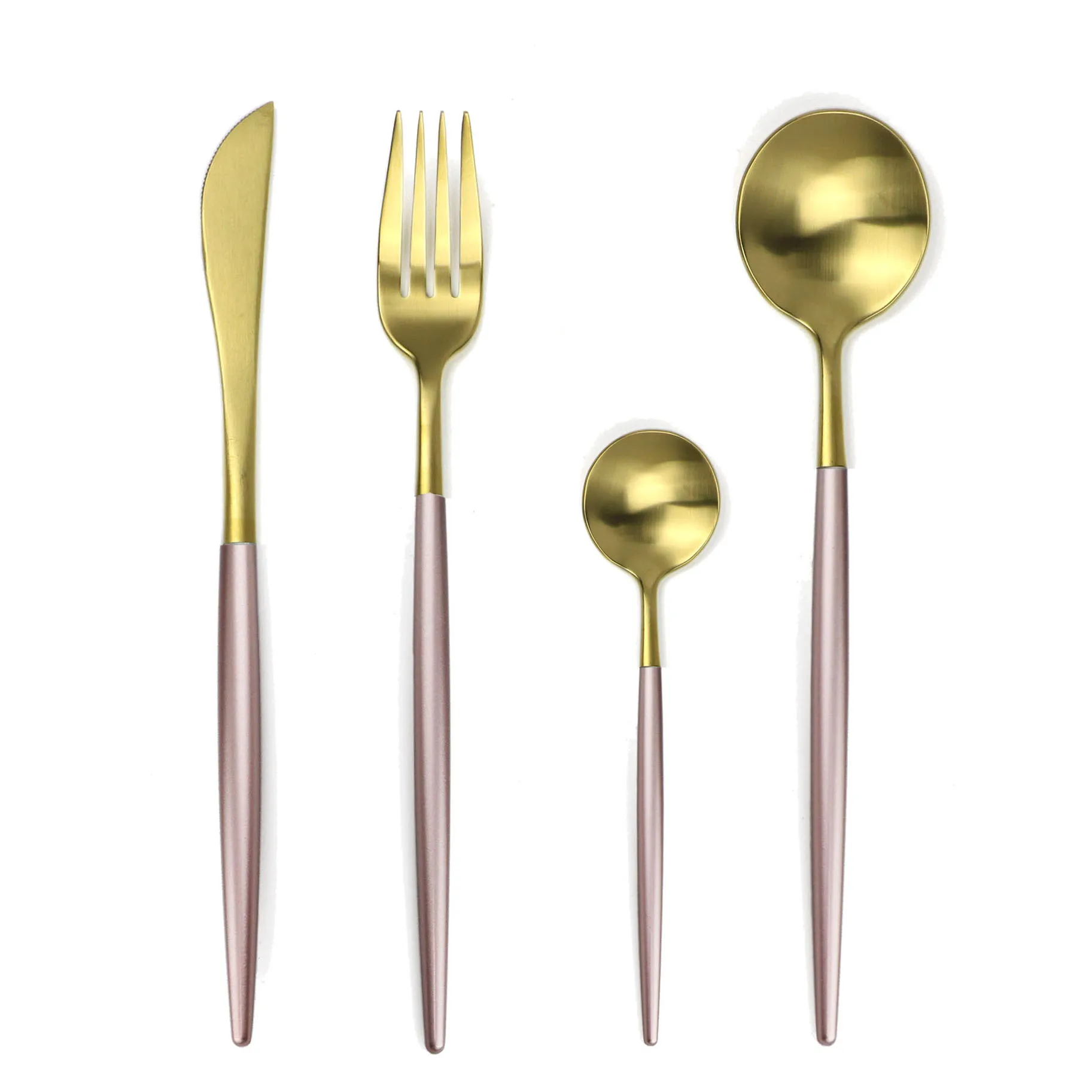 

4-Pcs Pink Dinnerware Set 304 Stainless Steel Silverware Cutlery Set Fork Knife Dessert Kitchen Dinner Food Tableware Black Gold
