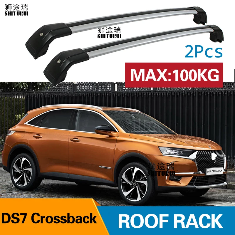 2 قطعة سقف القضبان لسيتروين DS7 Crossback 2018 + 2019 + سبائك الألومنيوم الجانب القضبان عبر القضبان حامل سقفي الأمتعة SUV