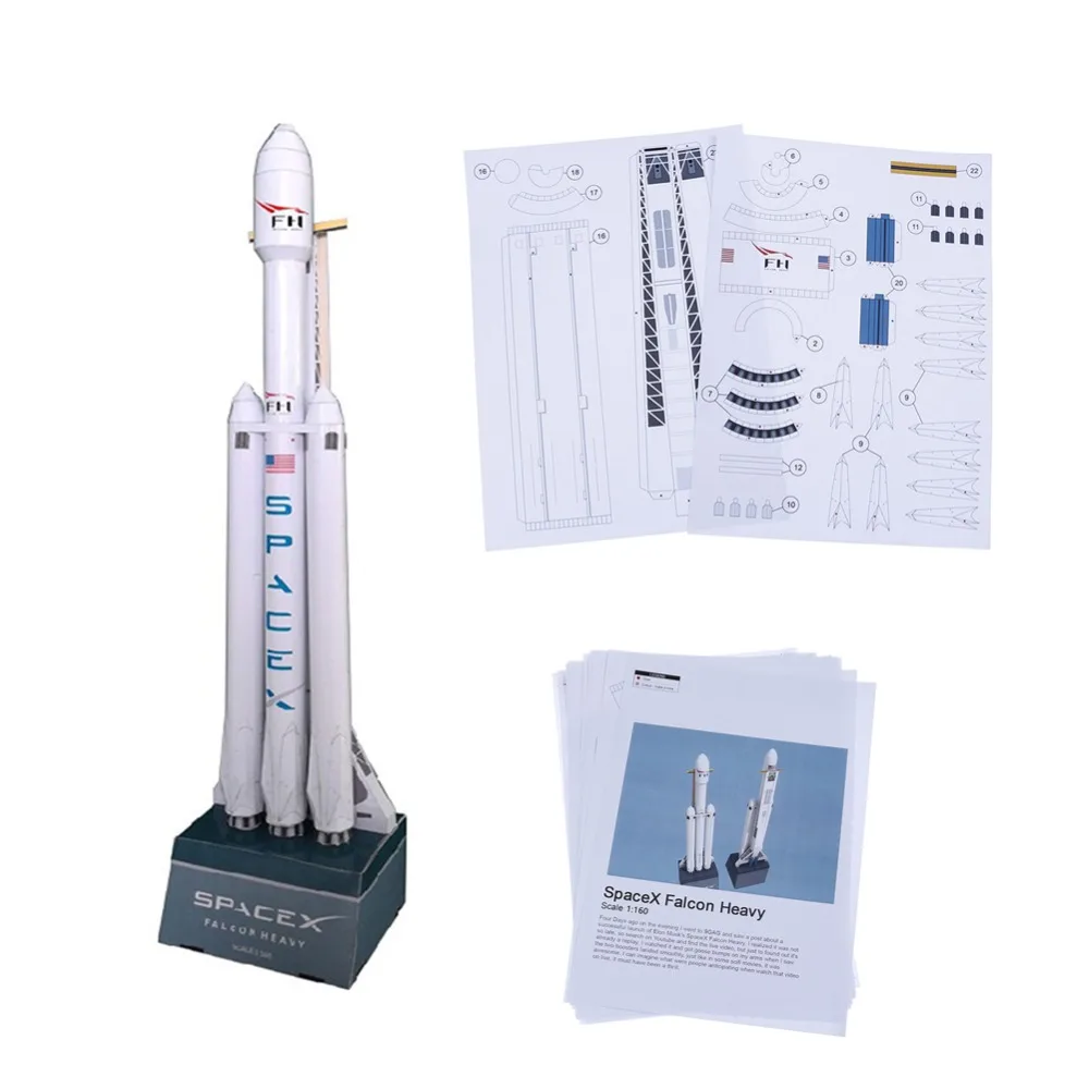 

1:160 Space X Falcon Heavy-duty Rocket 3D Paper Model Puzzle Student Hand Class DIY Space Papermodel Origami Toy 42cm