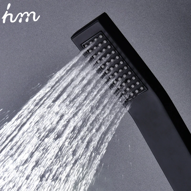 

hm Black Handheld Showerheads Hand Shower Bathroom HandHeld Shower Head Partial Bent Square Hand Black Shower Brass