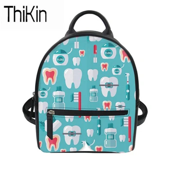 

THIKIN Women Backpack PU Leather Backpack for Teenager Girls School Bag Cute Dentist Casual Small Travel Rucksack Beach Bag New