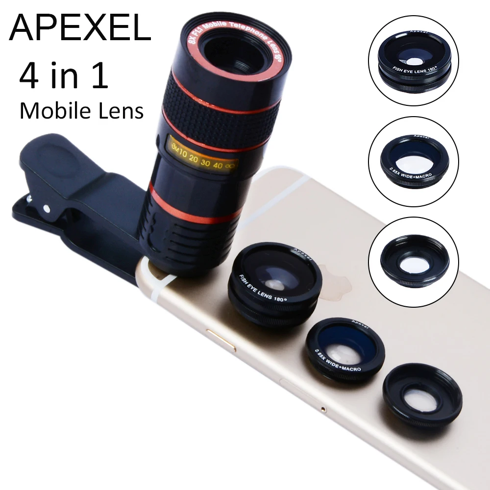 4 IN 1 8x telephoto Zoom Phone Lens Fisheye Wide Macro