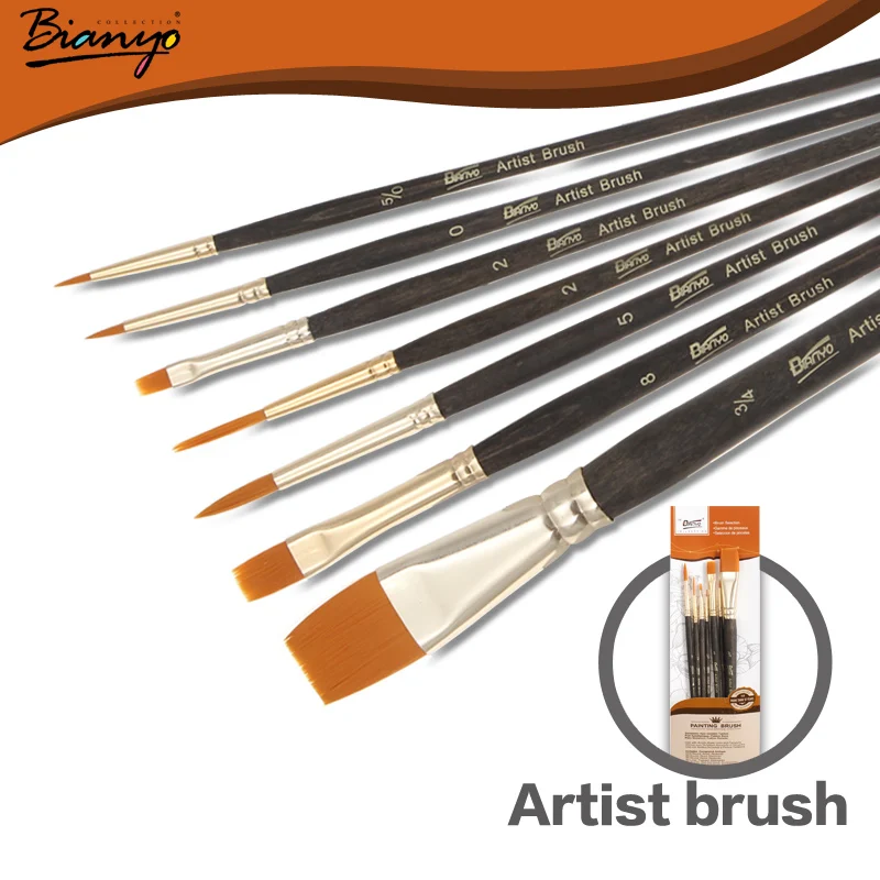 

Bianyo 7Pcs Different Shaper Artist Acrylic painting Paint Brushes Nylon Hair Brush Painting Brush Set Art Supplies