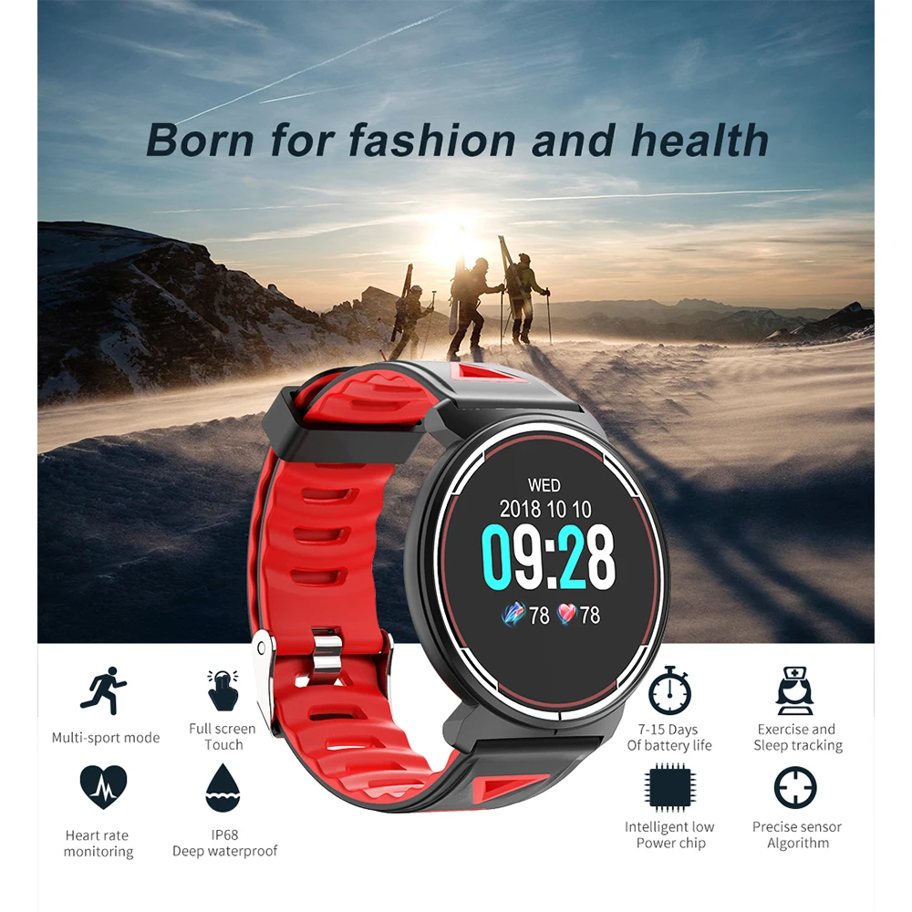

SZMUGUA IP68 Waterproof Smart Bracelet Full Touch Sports Fitness Tracker Heart Rate Blood Pressure Smart Watch Wristband