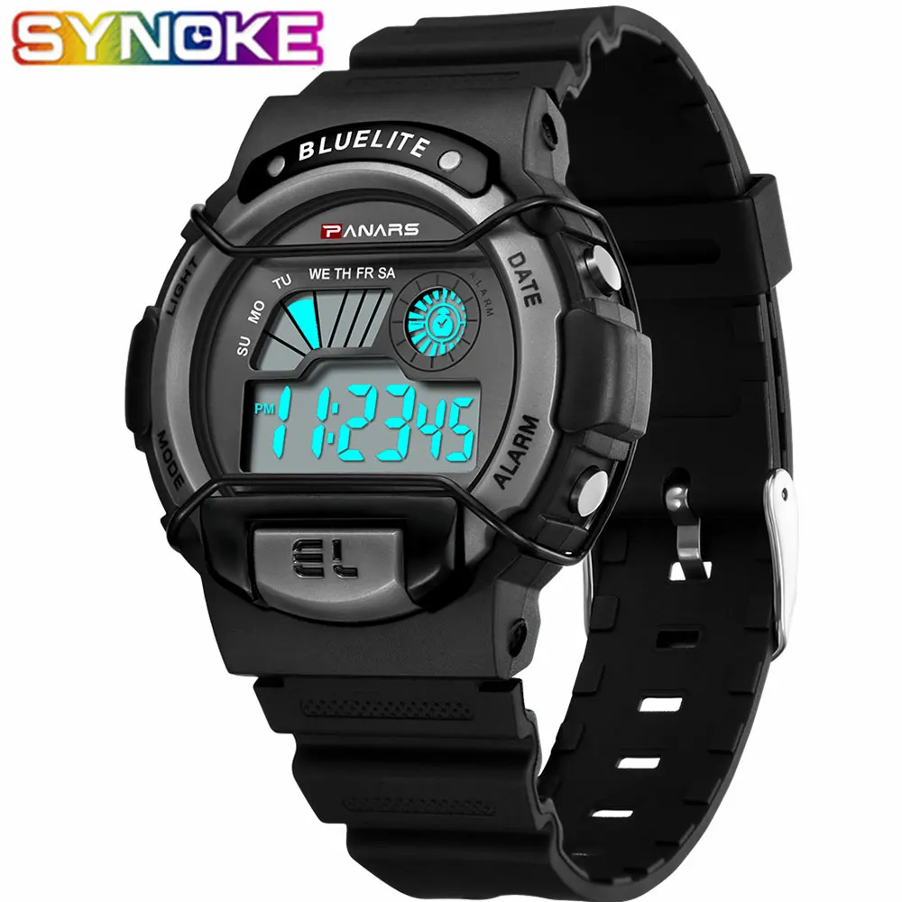 

SYNOKE Men Digital Watches Sports Sample Waterproof Multi Function Luminous Alarm Clocks Fashion Wrist Watches for Students