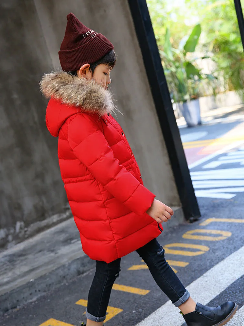 Children Clothing Winter Jacket for Girls Warm Down Jacket Fur Collar Hooded Outerwear Coat Kids Parka 4 6 8 10 12 13 Years