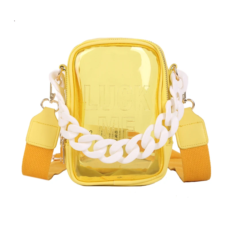 الاكريليك سلسلة شفافة واضحة PVC أكياس هلام المرأة صغيرة رفرف حقائب الكتف Crossbody أكياس الهاتف حقيبة حقائب يد صغيرة حقائب