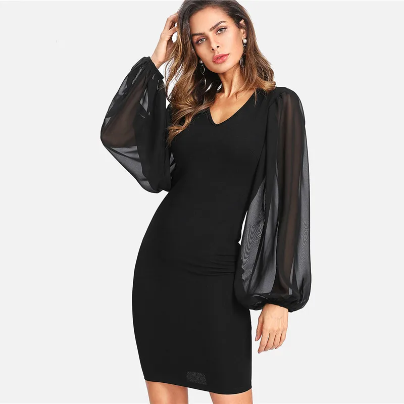 Bishop sleeve black dress Clearance