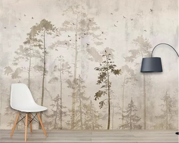 

Beibehang Custom wall wallpaper European retro hand-painted forest Big tree Birds mural wallpaper 3D carta da parati wallpaper