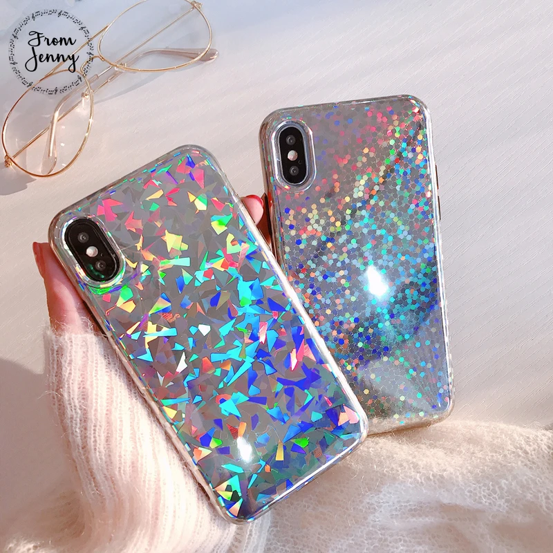 From Jenny Hot Fashion Laser Mobile Phone Case For iPhone X 6 6s 7 8 Plus 8plus 4.7inch 5.5+ Soft TPU Back Cover Shell Fundas |