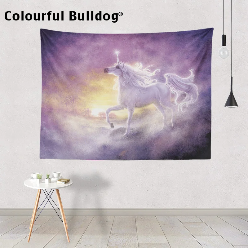 

Cartoon Animals Wall Hanging Tapestry Unicorn Beautiful Starry Sky Bedspred Tapestry Daisy Beagles Pug Decorative Home Blankets