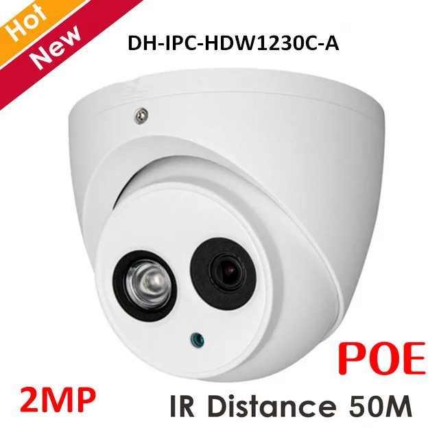 DH 2mp POE IP Камера IPC-HDW1230C-A IR-CUT ИК расстояние 50 м H.265 Крытый открытый безопасности для