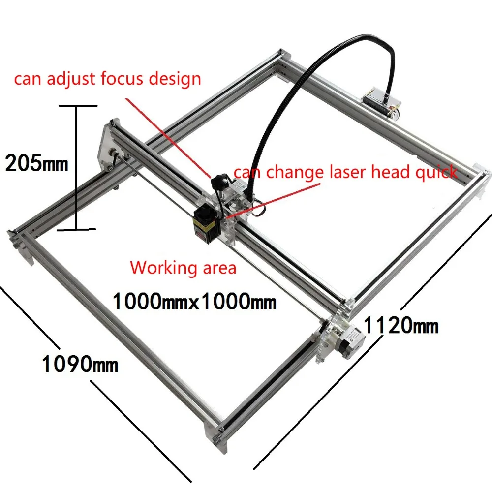 DIY 15 Вт большой мощности лазерный металлический гравер, лазерная машина для резки металла, 1*1 м, большой размер работы лазерная гравировка машина, лазерная металлическая маркировка