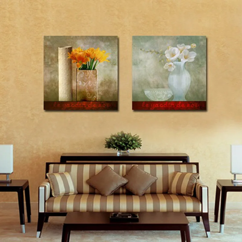Unframed 2 Pcs Large HD Home decoration flowers Canvas Print Painting