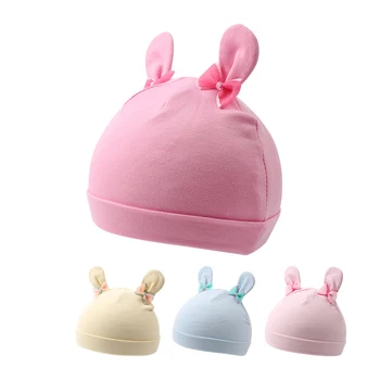 

Cute Bow Baby Hat For Newborn Girls Lovely Rabbit Ears Newborn Beanie Cotton Double Layer Infant Hat Autumn Baby Girls Clothing