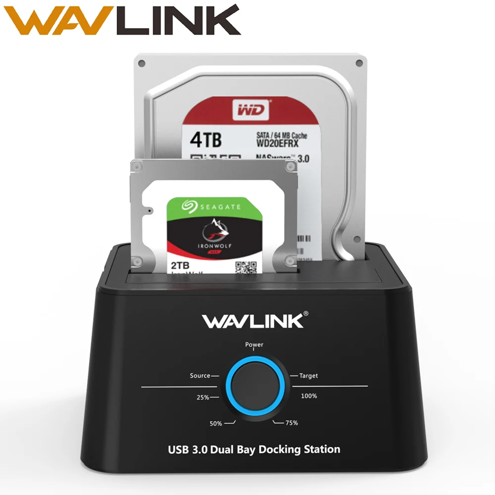 Wavlink USB C 3,1 на SATA 2 Bay жесткий диск Док-станция 5 Гбит/с 12 ТБ для 2,5/3,5 дюймов HDD/SSD автономный клон и одна кнопка резервного копирования