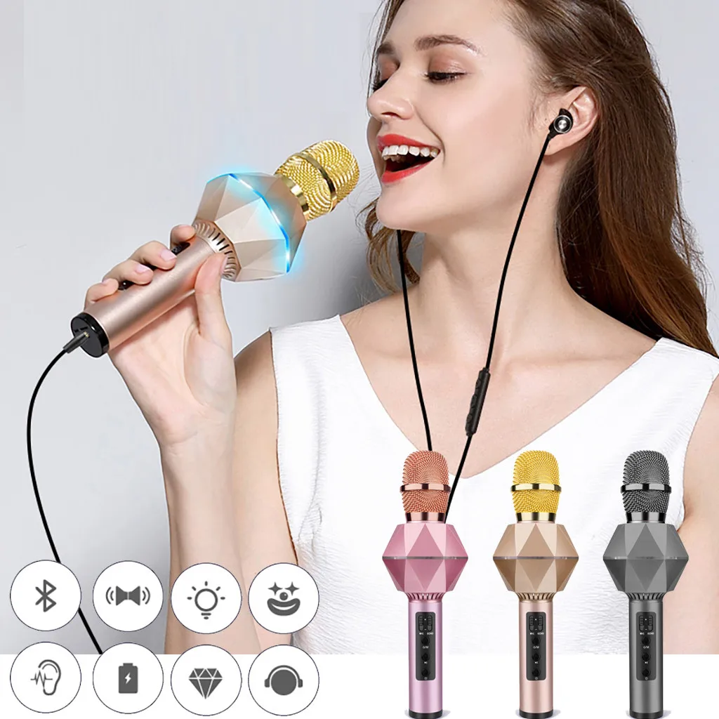 Профессиональный Bluetooth микрофон беспроводной ручной для караоке музыкальный