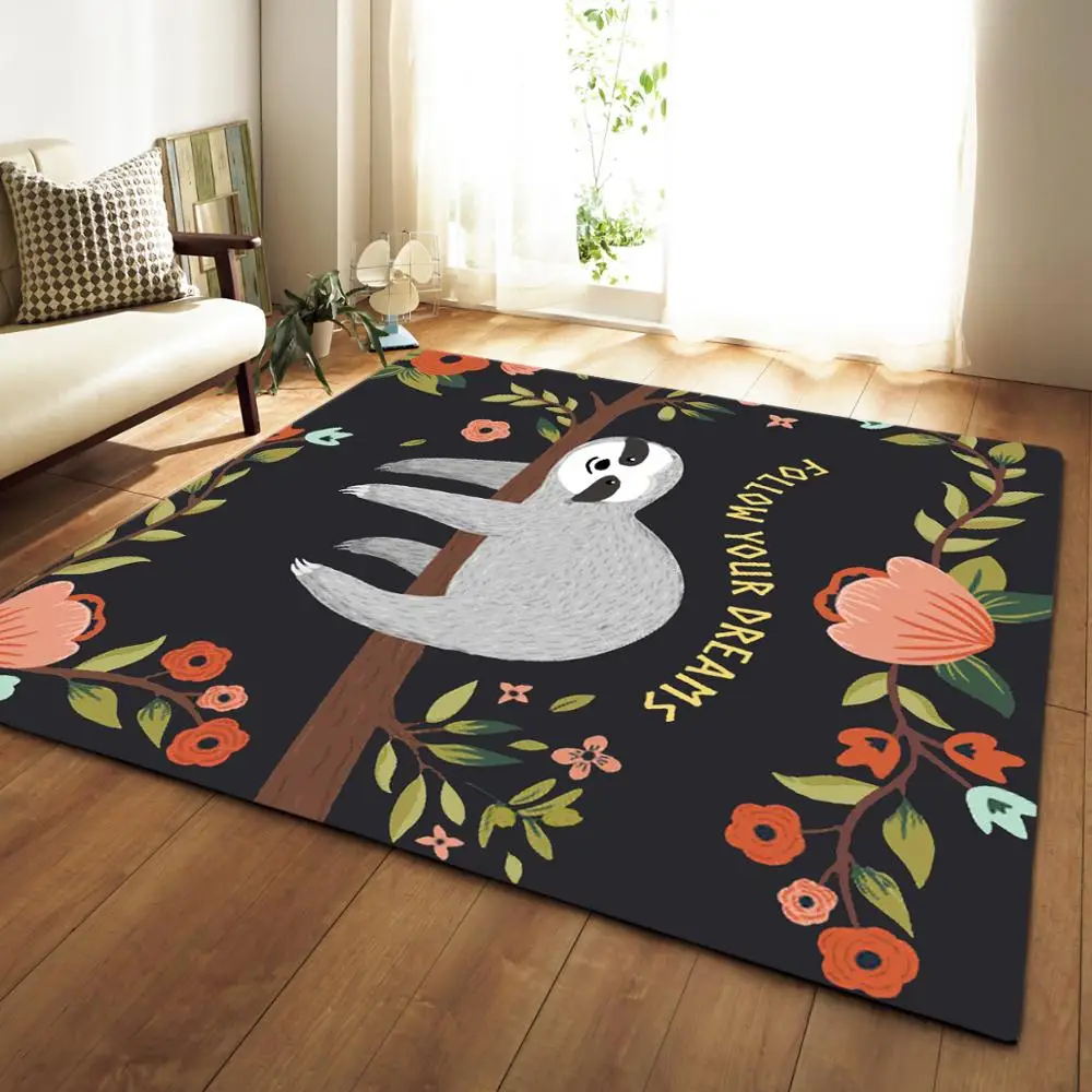 

Creative Colorful Printed Carpet Modern Floormat Rectangle Anti-Slip Large Area Rug Kid Play Mat for Living Room Home Decor