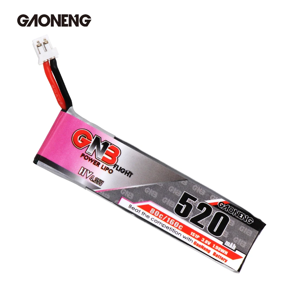 5 шт. аккумулятор Gaoneng GNB 520mAh 3,8 V 80C/160C 1S HV 4,35 V Lipo с разъемом PH2.0 для Tinyhawk Kingkong LDARC TINY7 RC Drone