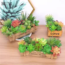 Мини мясистый зеленый искусственный цветок голова маленькая Цветочная композиция Аксессуары Поддельные мясистые пластиковые цветочные украшения растения в горшках