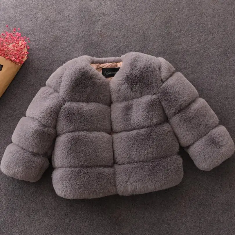 New Girl Fur Coat Winter Fashion Stitching Children Faux Jacket Thicker warm Parka Kids Outerwear Imitation rabbit Y08 | Детская одежда