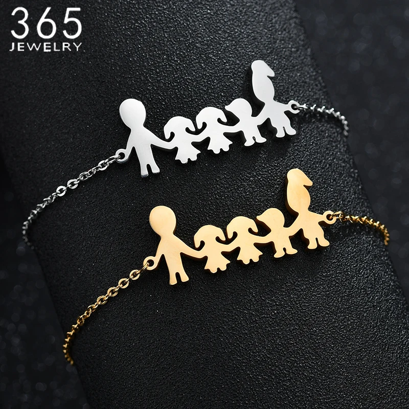 Лидер продаж Нержавеющая сталь папа мама мальчик девочка браслет любовь украшения простая цепь Браслеты Свадебные Юбилей подарок