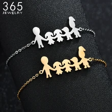 Лидер продаж Нержавеющая сталь папа мама мальчик девочка браслет любовь украшения простая цепь Браслеты Свадебные Юбилей подарок