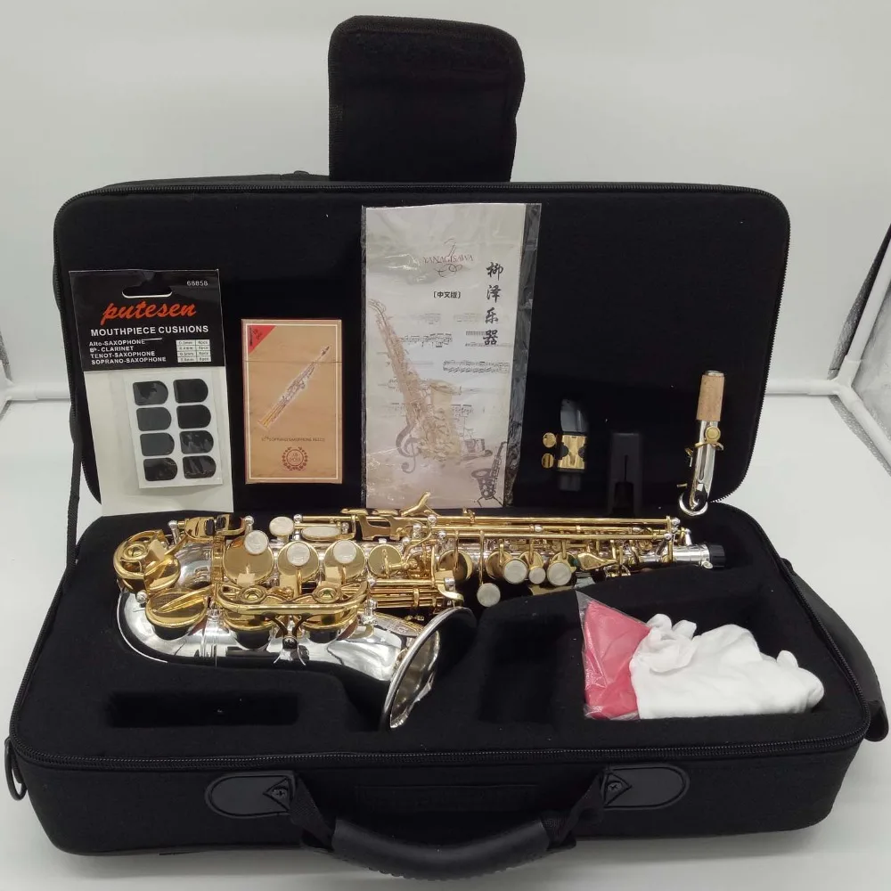 

Japan Curved Soprano Saxophone SCWO37 Silvering Sax Curved Soprano SC-WO37 Musical Instruments Professional Included Case