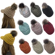 Moda invierno mujer зимние женские тёплые вязаные шапки шапочка Hairball теплая шерстяная шапка уличные шапки широкий берет-Боб femme hiver