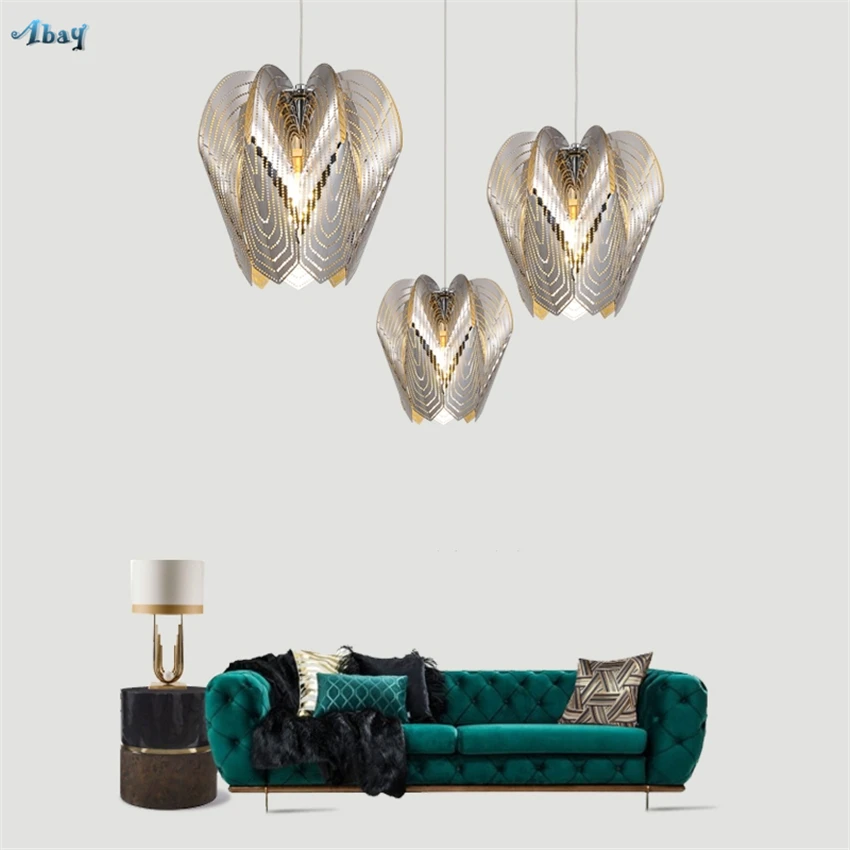 

Post Modern Luster Wings Luxurious Pendant Lights Living Room Restaurant Bar Dining Table Hanging Art Deco Lamps Iron Fixtures