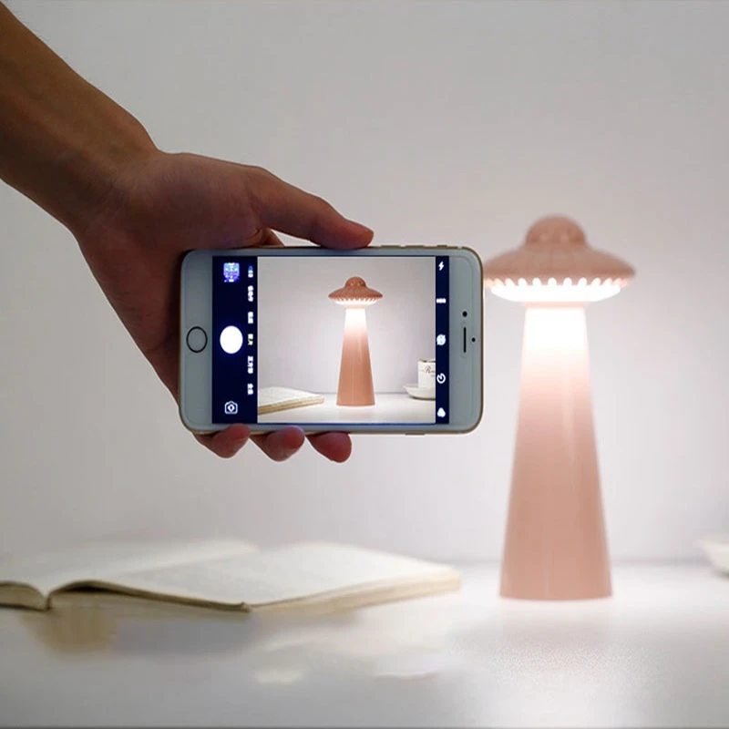 UFO Dimmable Mini LED Night Light USB Rechargeable Table Lamp for Kids Bedside Bedroom Living Room Study Atmosphere Lighting (6)