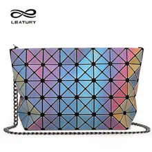 LEATURY Nueva 2017 Arco Iris de La Moda bolsa de la Cadena Geométrica Patchwork bolsos de Noche Embragues Calidad bolso Famoso de la Marca para el Partido