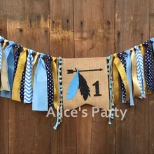 Пользовательские день рождения высокий стул баннер Teepee Дикие один Племенной лесной стрелы гирлянда детский душ фото реквизит украшение для торта