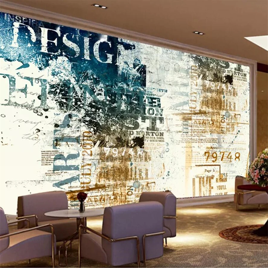 

beibehang Custom Wallpaper 3d Retro Nostalgic English Letter TV Background Wall paper Living Room Restaurant Mural 3d wall paper