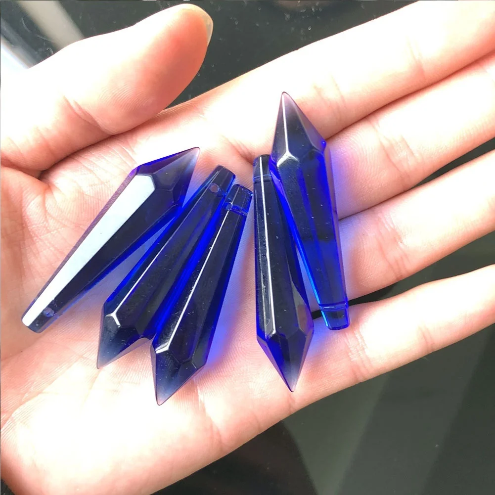 

5Pc Royalblue Lcicle CRYSTAL Hanging Drop Lamp Prisms Replacement Parts DIY 55MM Chandelier Suncatcher Pendant