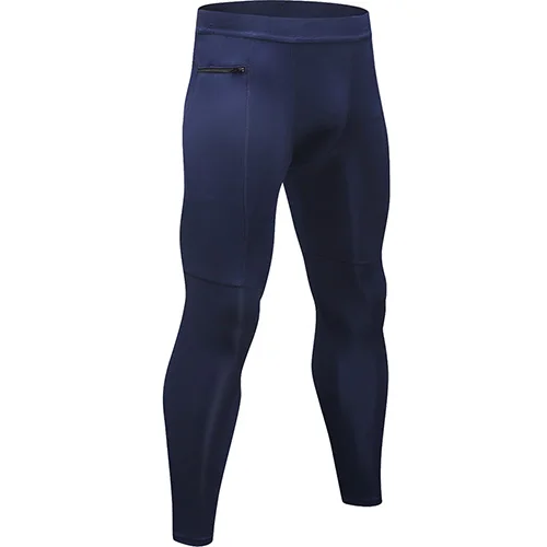 Новые дизайнерские штаны с карманами на молнии для мужчин, быстросохнущие штаны для бега, тренажерного зала, фитнеса, тренировочные спортивные брюки, леггинсы для бега - Цвет: navy blue
