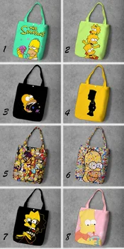 

IVYYE The Simpsonss Fashion Anime Foldable Canvas Shopping Bag Casual Shoulder Bags Customized Tote Handbag Lady Girls New
