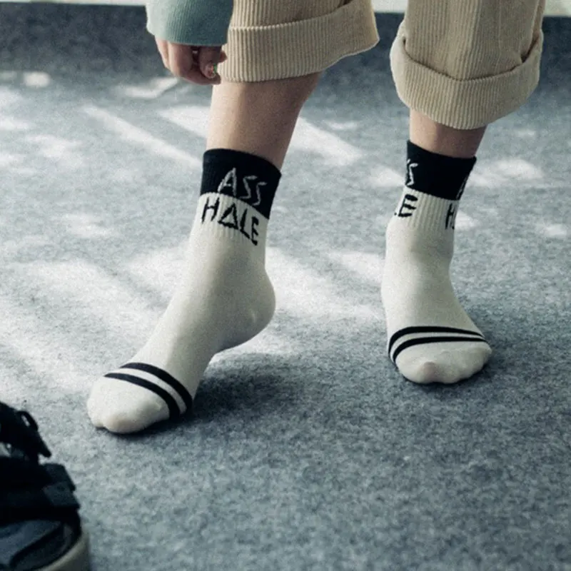 Хлопковые черные и белые неглубокие носки, хлопковые носки, прочные антисептические носки с буквами, переносные летние носки до щиколотки