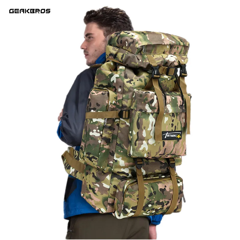 

70L Waterproof Climbing Backpack Outdoor Sports Bag Military Tactical Camo Rucksack Men Women Travel Hiking Camping Trekking Bag