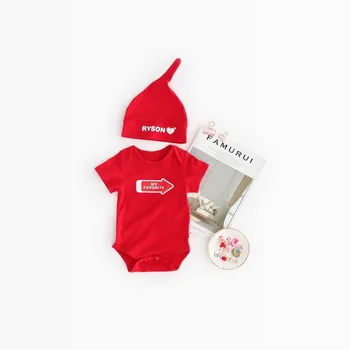 

Summer new baby jumpsuit + hat cotton breathable sweat-absorbing letter my favorite short-sleeved climbing suit bebe romper