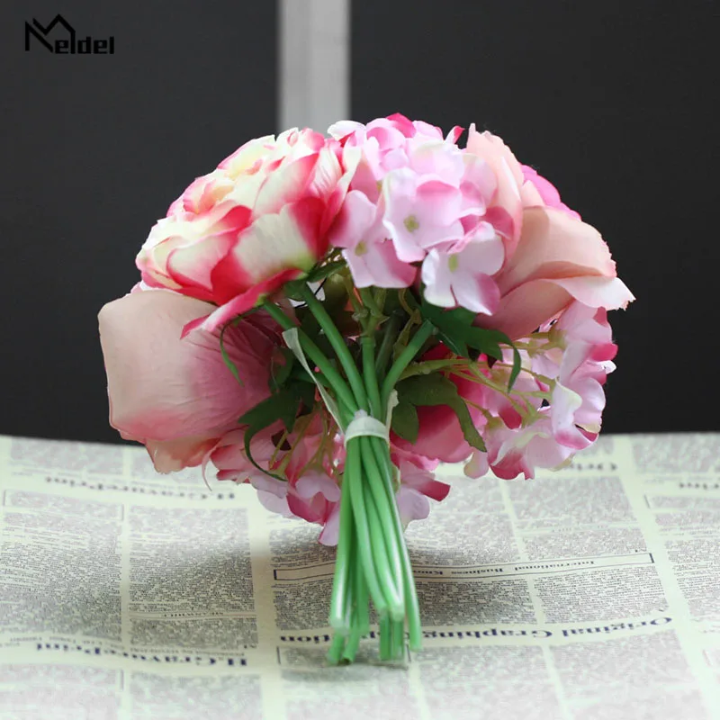 wedding bouquet roses peony artificial flowers  (13)