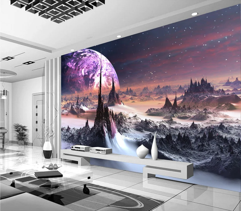 Фиолетовый Galaxy обои 3d фото обои Очаровательная звезды настенная малыш Спальня Декор в гостиную ТВ фоне стены 3d обои