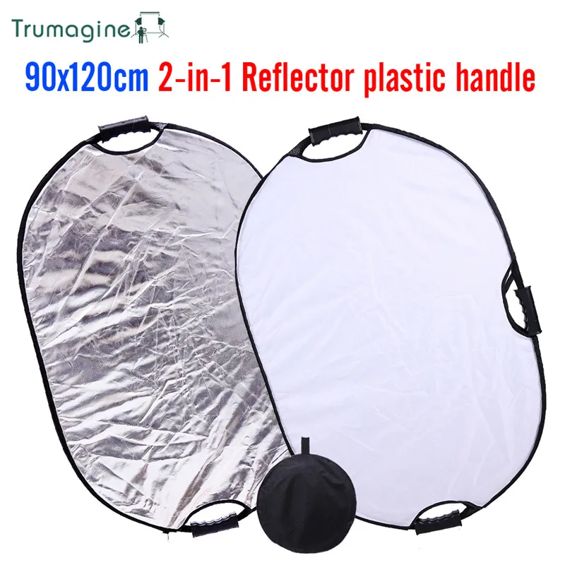 TRUMAGINE 90x120 см 2 в 1 серебристый/белый портативный складной овальный отражатель