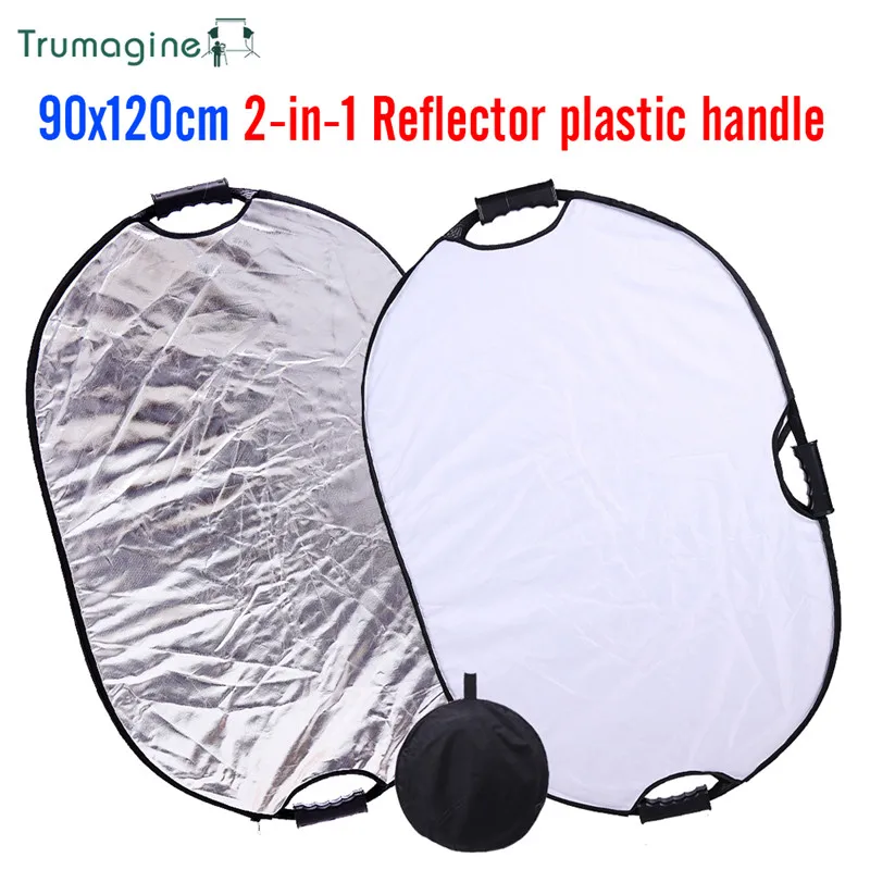 

TRUMAGINE 90x120CM 2 IN 1 Silver/White Portable Collapsible Light Oval Reflector For Photography Studio With Carry Bag