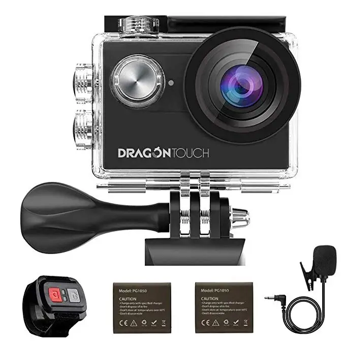  Dragon Touch 4K EIS Action Camera 16MP Vision 4 Support External Mic Underwater Camera Remote Contr
