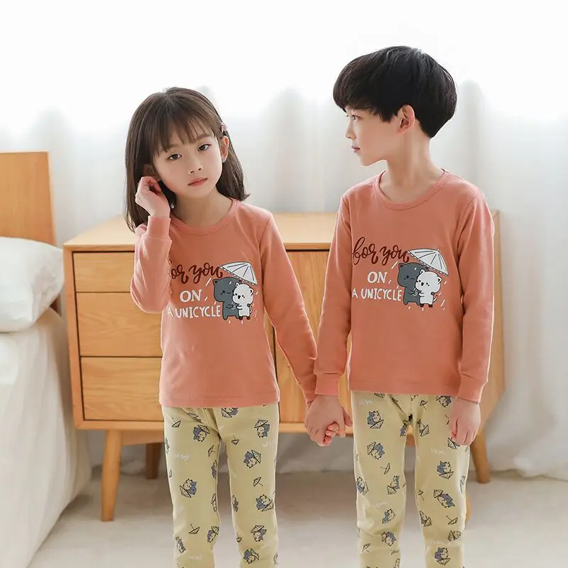 Cartoon Children's Pajamas for Boys Girls Tops+Pants Pyjamas Kids Sleepwear Girls Pajamas Children Clothing Suit Baby Pijamas - Цвет: color at picture