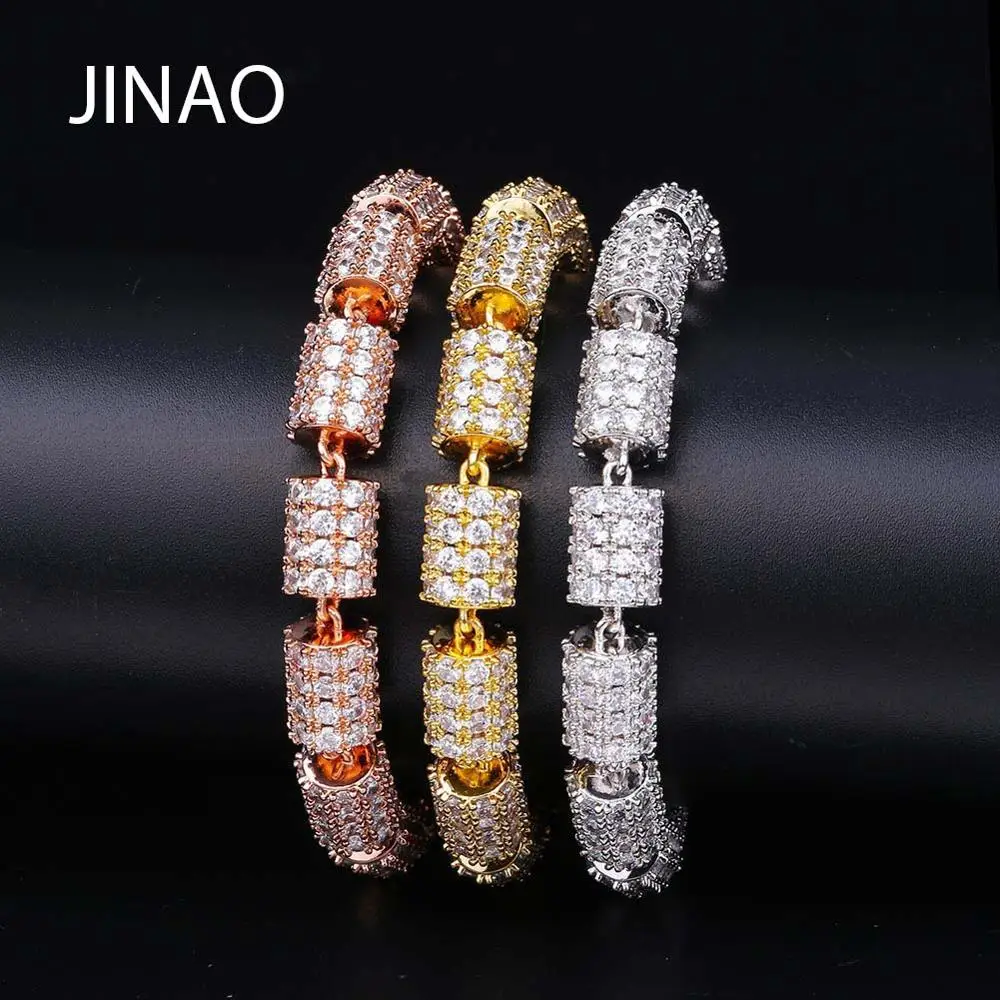 JINAO Хип-Хоп Модный Круглый браслет золото/серебро покрытый Iced Out микро Pave AAA CZ камень многоцветный Браслет для подарка Прямая поставка