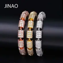 JINAO Хип-Хоп Модный Круглый браслет золото/серебро покрытый Iced Out микро Pave AAA CZ камень многоцветный Браслет для подарка Прямая поставка